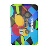 イエローセメントトラックカラフルの幾何形状名 バスマット (正面縦)