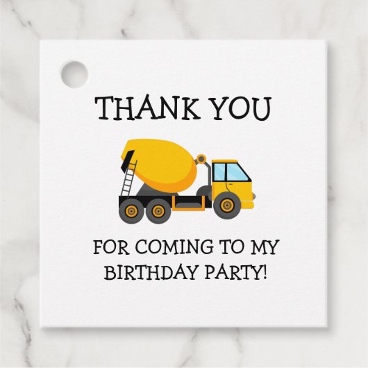 イエローセメントトラックチャイルドの誕生日ありがとう フェイバータグ (正面)