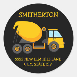 イエローセメントトラック子供の誕生日パーティーアドレス ラウンドシール
