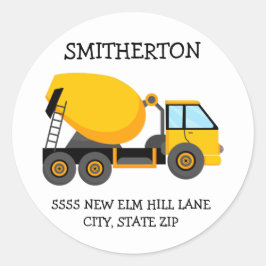 イエローセメントトラック子供の誕生日パーティーアドレス ラウンドシール