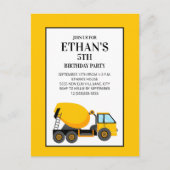 イエローセメントトラック誕生日パーティー ポストカード (正面)