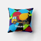 イエローセメントトラック、幾何形状子の名前 クッション (裏面)