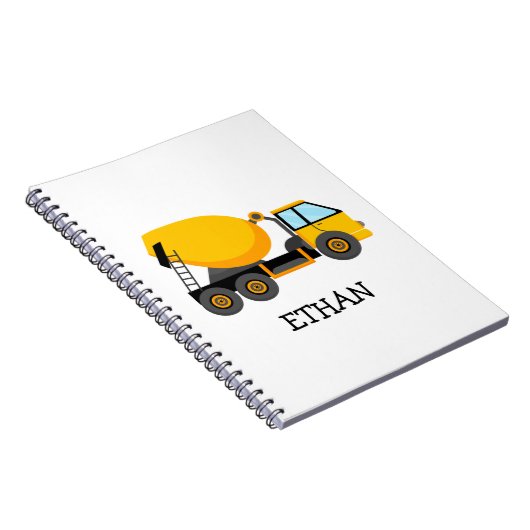 イエローセメントミキサー建築トラック名前をカスタムする ノートブック (右側)