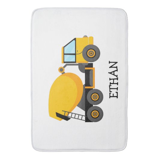 イエローセメント建築トラックカスタムのチャイルドーズ バスマット (正面縦)