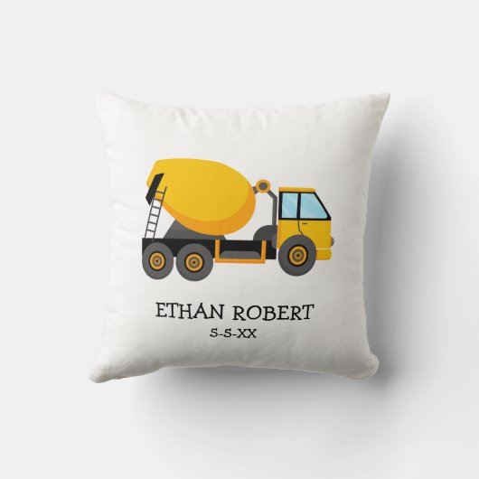 イエローセメント建築トラックカスタム男の赤ちゃん クッション (裏面)