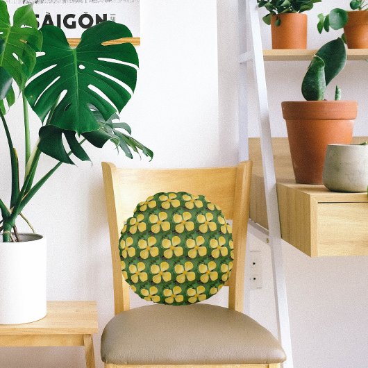 イエローセランジンポピーフローラ ラウンドクッション