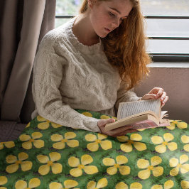 イエローセランジンポピー花柄 フリースブランケット