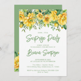イエローセージグリーンフローラサプライズパーティー 招待状