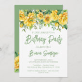 イエローセージグリーンフローラ誕生日パーティー 招待状 (正面/裏面)