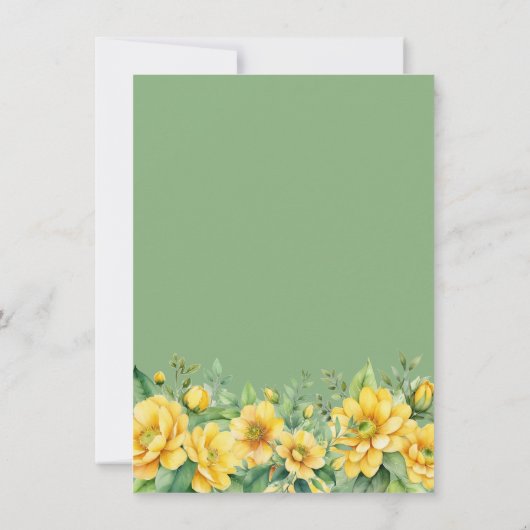 イエローセージフローラブライダルシャワーサンキューカード 招待状 (裏面)