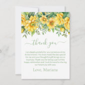 イエローセージフローラブライダルシャワーサンキューカード 招待状 (正面)