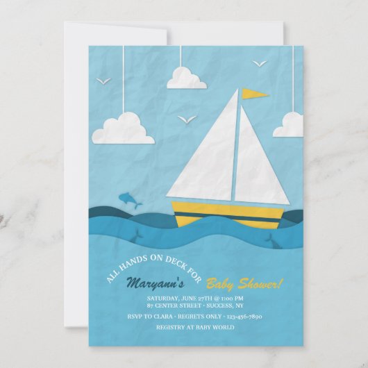 イエローセーリングボート招待状 招待状 (正面)