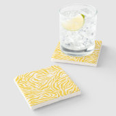 イエローゼブラストライプ名門私立校風のワイルドアニマルプリント ストーンコースター (横)