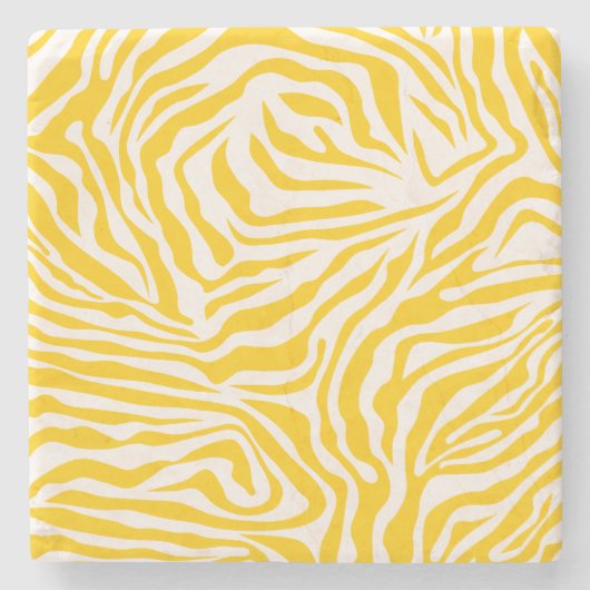 イエローゼブラストライプ名門私立校風のワイルドアニマルプリント ストーンコースター (正面)