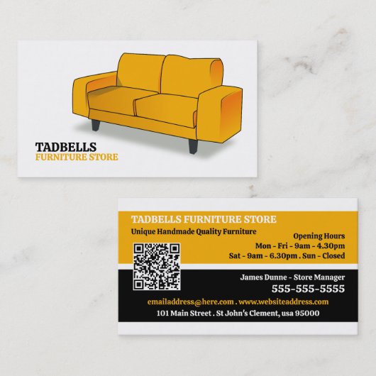 イエローソファ – 家具店の販売 名刺 (正面/裏面)