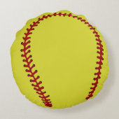 イエローソフトボールゲームズスポーツチームラウンドピロー ラウンドクッション (裏面)
