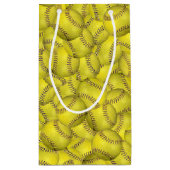 イエローソフトボールコレクション誕生日 スモールペーパーバッグ (裏面)