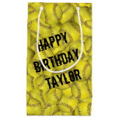 イエローソフトボールコレクション誕生日 スモールペーパーバッグ (正面)