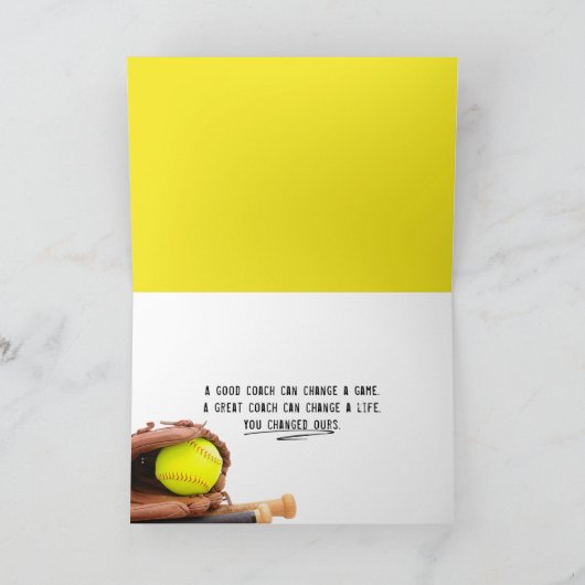 イエローソフトボールコーチありがとうございました カード (内部)