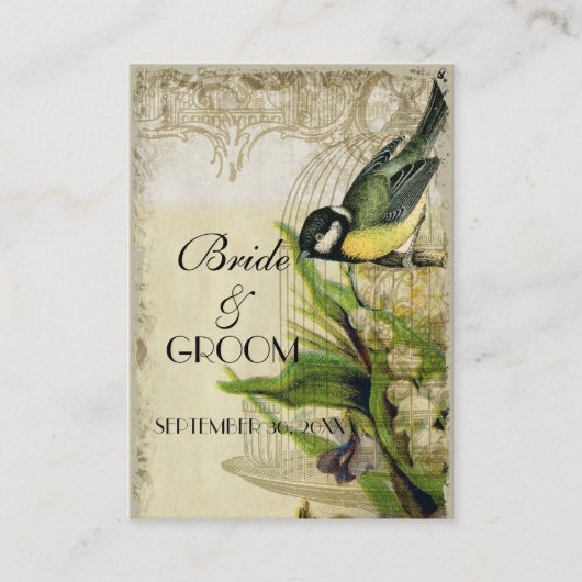 イエローソングバードケージギフトレジストリ挿入カード エンクロージャーカード (正面)