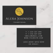 イエローソーグランジロゴハンディマン工具大工 名刺 (正面/裏面)