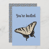 イエロータイガーアゲハチョウバタフライイラストレーション 招待状 (正面/裏面)