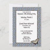 イエロータイガーアゲハチョウバタフライイラストレーション 招待状 (裏面)