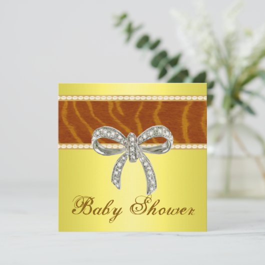 イエロータイガーダイヤモンドボウベイビーシャワー招待状 招待状 (スタンド正面)