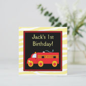 イエロータイガーレッド火災トラックボーイ1st誕生日パーティー 招待状 (スタンド正面)