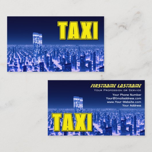 イエロータクシティのネオンライトタクシー運転手 名刺 (正面/裏面)