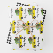 イエロータクシーキャブクリスマスツリーフェスティバルホリデー ラッピングペーパーシート (インサイチュ)