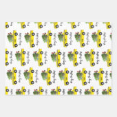 イエロータクシーキャブクリスマスツリーフェスティバルホリデー ラッピングペーパーシート (正面)