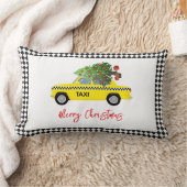 イエロータクシーキャブメリークリスマスツリーホリデーシティ ランバークッション (ブランケット)