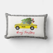 イエロータクシーキャブメリークリスマスツリーホリデーシティ ランバークッション (正面)
