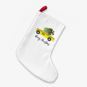 イエロータクシーキャブメリークリスマスツリーホリデーデコール スモールクリスマスストッキング (正面 (吊り時))