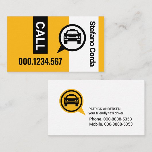 イエロータクシーストライプレイヤーキャブ駆動 名刺 (正面/裏面)
