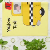 イエロータクシーデザイン キッチンタオル (折り畳み)