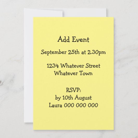 イエロータクシーデザイン 招待状 (裏面)