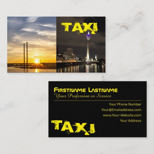 イエロータクシー昼夜タクシー運転手 名刺 (正面/裏面)
