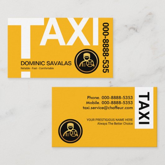 イエロータクシー看板キャブドライバ 名刺 (正面/裏面)