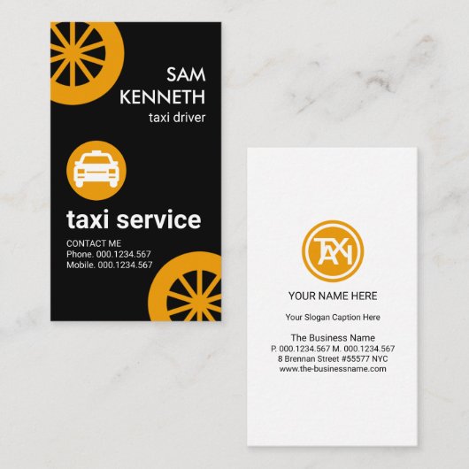 イエロータクシー輸送タイヤタクシー運転手 名刺 (正面/裏面)
