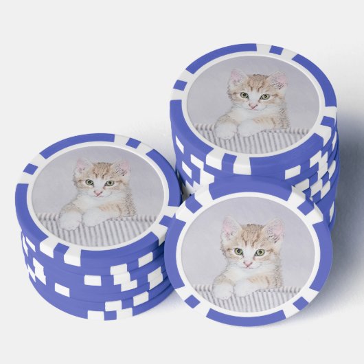 イエロータビー絵画キャッツ – かわいいオリジナルキャットアート ポーカーチップ (積み重ね)