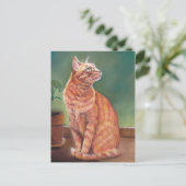 イエロータブビーキャットパステルアート ポストカード (スタンド正面)