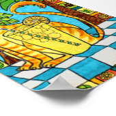 イエロータブビーキャット&グラスオブレモネードミニフォークアート ポスター (角)