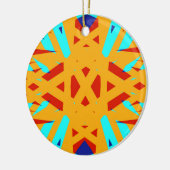 イエローターコイズブルージオメトリックアールデコフェスティバル セラミックオーナメント (左)