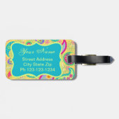 イエローターコイズモダンパスリーパターンモノグラム ラゲッジタグ (裏面横)