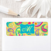 イエローターコイズモダンパスリーパターンモノグラム ラベル (インサイチュ)