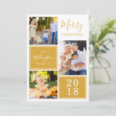 イエロータータンチェックプレイドフォトコラージュメリークリスマス シーズンカード (スタンド正面)