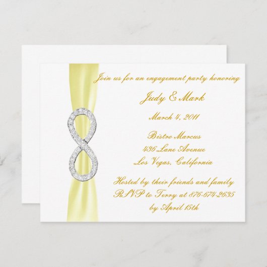 イエローダイアモンドインフィニティ婚約パーティ招待状 招待状 (正面/裏面)