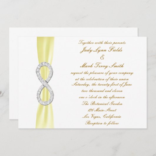 イエローダイアモンドインフィニティ結婚式招待状 招待状 (正面/裏面)